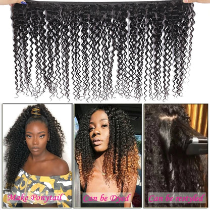 Indian Afro Kinky Curly Bundles. Unprocessed Virgin Hair, 100% Human Hair Extensions with Jerry Curl. Perfect for a natural and curly look