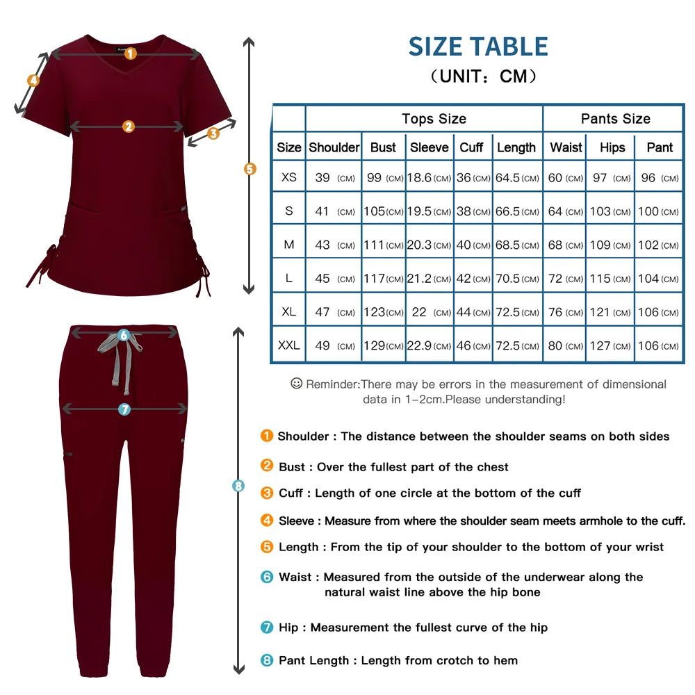 Women's Nurse Surgical Uniform Set - Stretch Medical Scrubs with Top & Jogging Pants - Clinical Workwear for Doctors, Vets, & Nursing