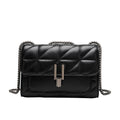 Classic Quilted Square Bag with Solid Color Flap Shoulder and Chain Detail