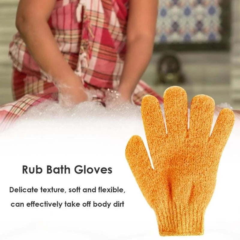 Five Fingers Bath Gloves Scrub: Household Shower Towel, Scrub Body Wash, Children Home Supply, Elastic Wipe Back Bathing Cleaning Gloves