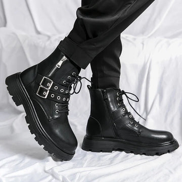 Luxury Black Chelsea Biker Boots - Men’s Casual Leather Ankle Boots