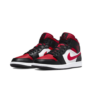 Nike Air Jordan 1 Mid Men's Retro Basketball Sneakers – Classic Black & Red, Iconic High-Top Shoes for Sport & Streetwear