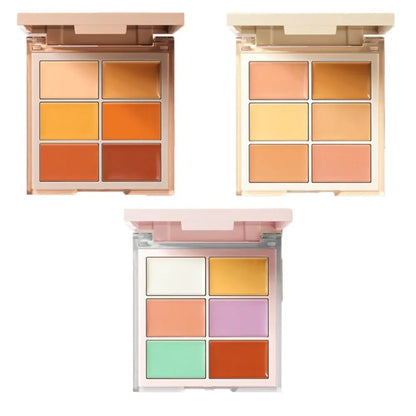 6-Color Correcting Concealer Palette: Hides Blemishes, Waterproof, Longstay Coverage for Dark Circles Cream.