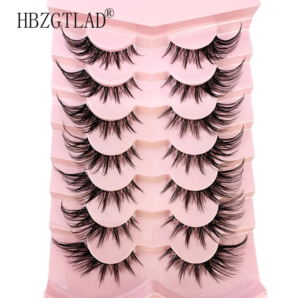 NEW 7 Pairs of Manga Lashes - 3D Clear Band Lashes, Natural Look Wispy Mink Eyelashes, Fluffy Cat Eye Lashes Pack, Fake Eyelashes.