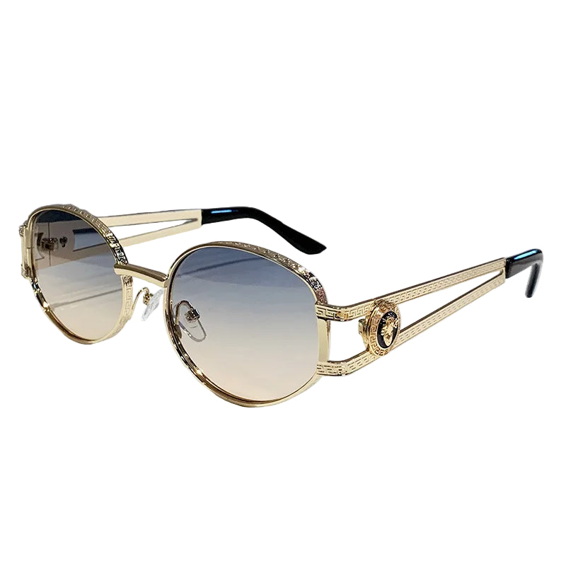 Vintage Small Oval Sunglasses – Metal Frame Luxury Shades for Women & Men