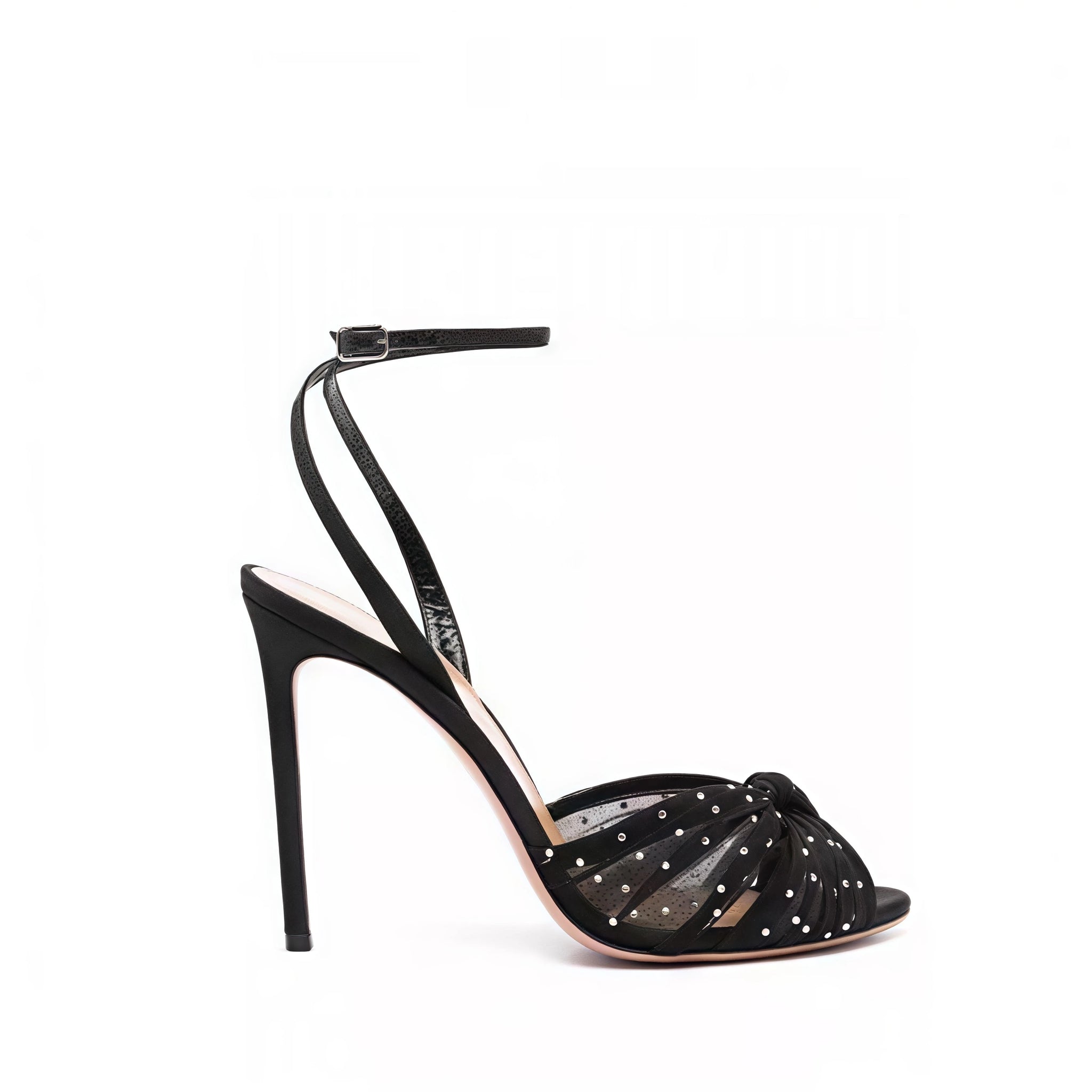 Women's Summer Mesh Lace Rhinestone Stiletto Sandals – Open Toe Round Head High Heels for Party, Wedding, and Evening Dress