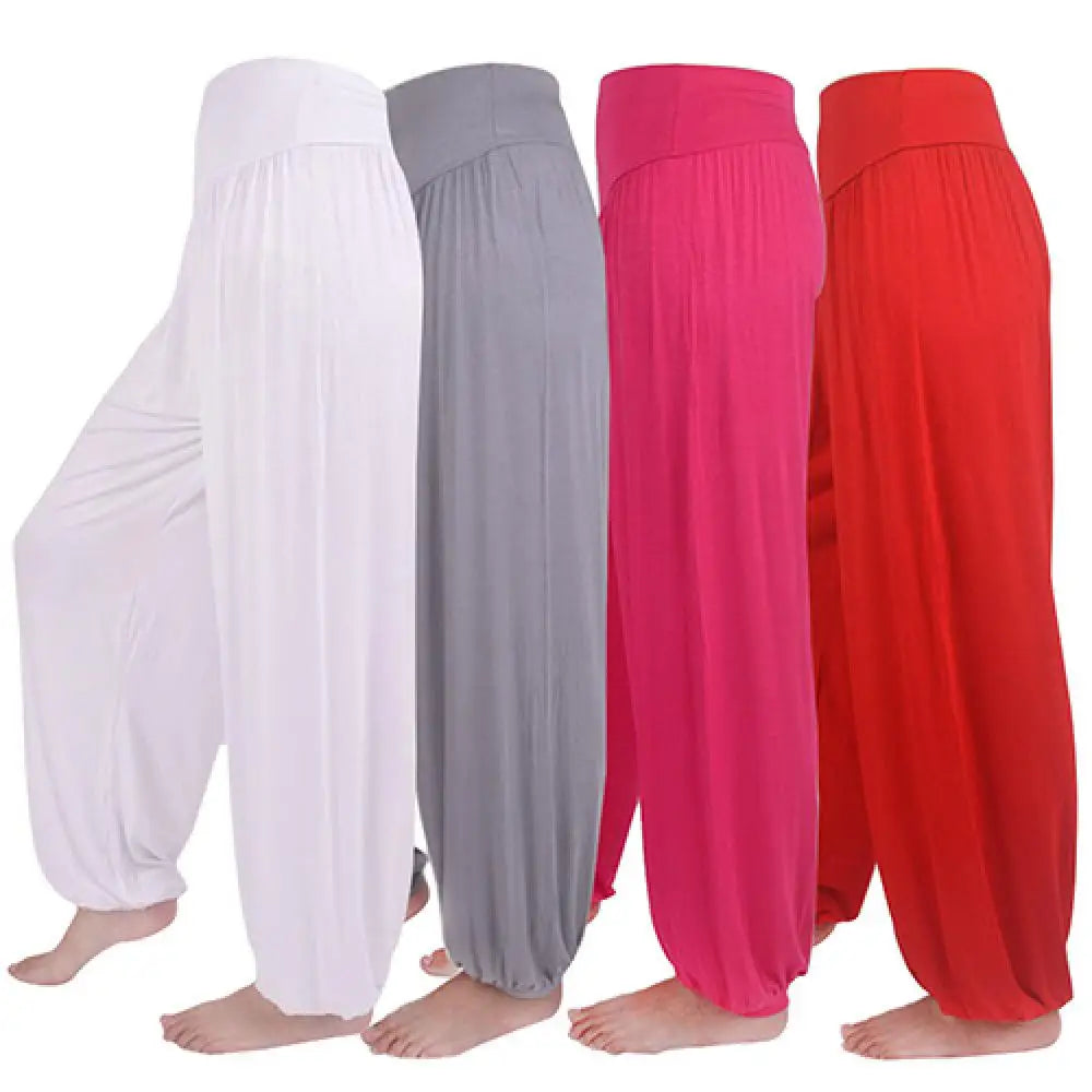 Women’s Boho Harem Pants - Comfy Loose Long Yoga Trousers, Belly Dance Wide Leg Bloomers & Casual Sweatpants