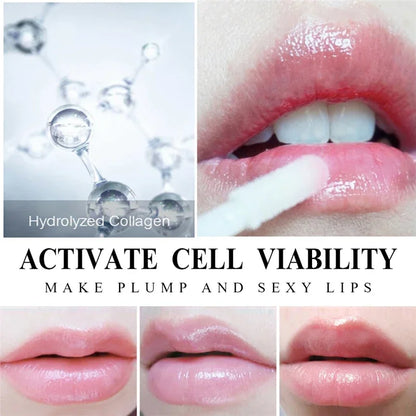 Plumping Lip Gloss - Transparent Makeup for Moisturizing, Repairing, Reducing Lip Fine Lines. Oil to Brighten and Enhance Lip Serum Cosmetics.