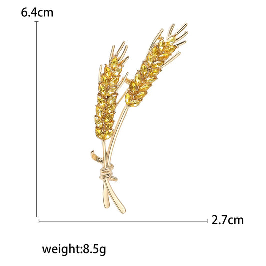 Women's Brooches: Korean Fashion Style 3-Color Rhinestone Ear of Wheat Lapel Pins, Luxury Jewelry Accessories for Clothing.