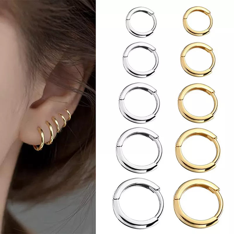 New simple stainless steel small hoop earrings for women and men, perfect for cartilage ear piercing jewelry.