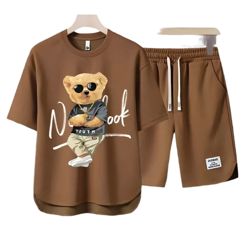 Men’s Summer Tracksuit Set – Japan Fashion Harajuku Style, Casual Short Sleeve T-Shirt & Shorts 2-Piece Outfit