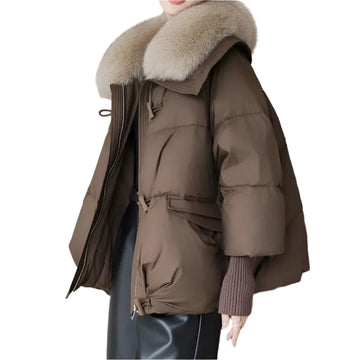 New Women's Winter Short Padded Jacket - Thick Cotton Parka with Fur Collar | Casual Black Outerwear