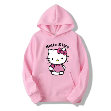 Women’s Hello Kitty Printed Hoodie - Warm, Comfortable, Casual Loose Fit Fashion Pullover