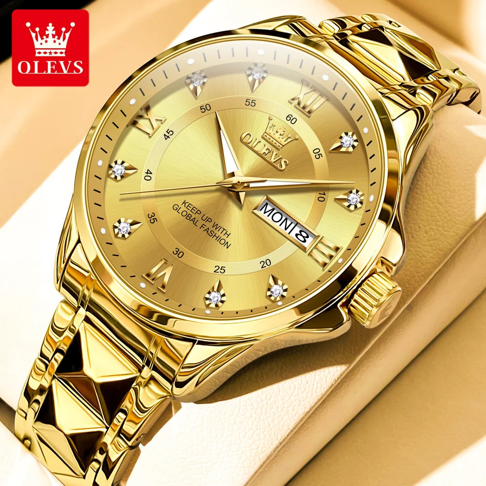 Men's Luxury Quartz Watch - Stainless Steel, Dual Calendar, Luminous, Waterproof, Fashion Business