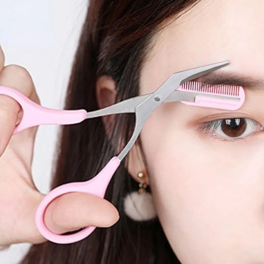 Eyebrow Trimmer Scissors for Women / Eyebrow Scissors with Comb / Stainless Steel Makeup Tools / Beauty Scissors