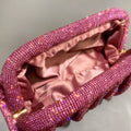 Shiny Rhinestone Handle Handmade Evening Clutch Bag - New Folded Purse and Handbag, Luxury Designer for Wedding Party, High Quality