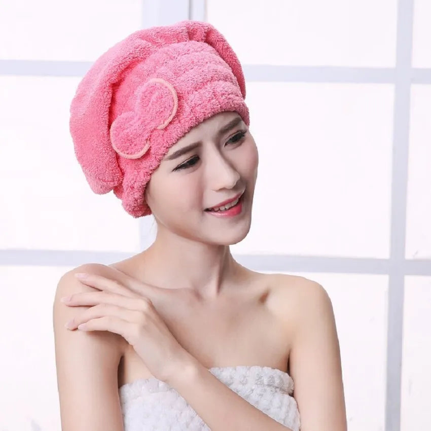 Microfiber Quick Hair Drying Bath Towel: Spa Bowknot Wrap Towel Cap. Bonnets for Women, Designer Shower Cap.