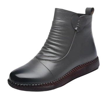 Women's Autumn Leather Boots – Fashionable Warm Winter Shoes with Non-Slip Thick Sole