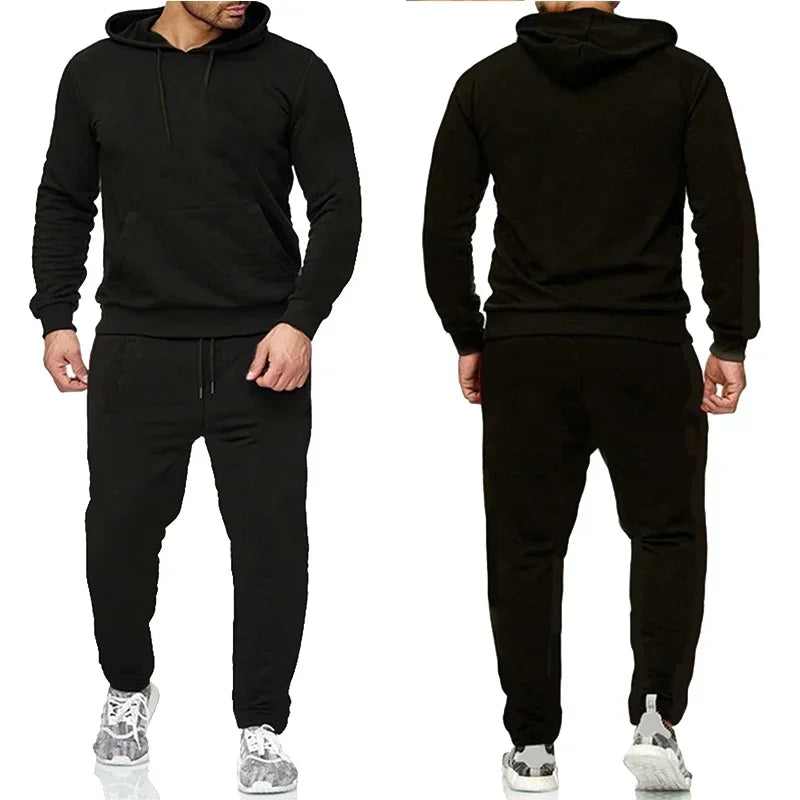 Basic Men’s/Women’s 2-Piece Sweatshirt & Hoodie Set - Gym Fitness Joggers Tracksuit