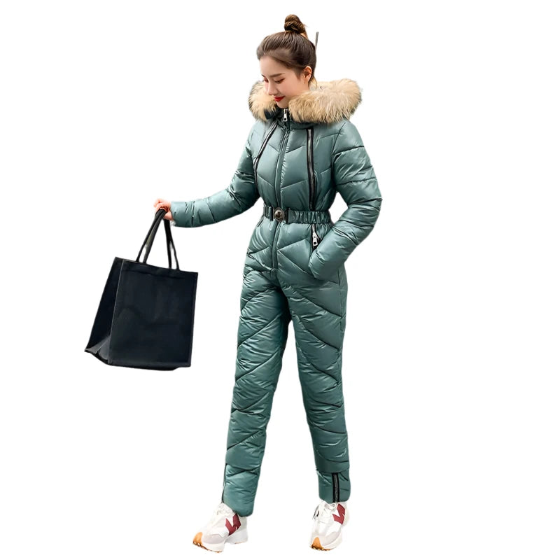 -30°C Snowsuit Women’s One-Piece Ski Jumpsuit – Warm Snowboarding Jacket, Outdoor Winter Bodysuit, Female Tracksuit Playsuit