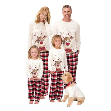 Christmas Family Matching Pajama Set - 2PCS Deer Print Tops and Pants Sleepwear for Adults and Kids