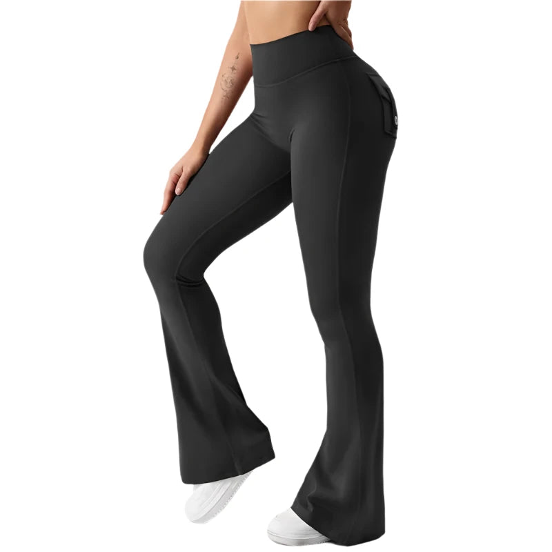 2024 Women's High Waist Flare Yoga Leggings – Naked Feel Compression, Stretch Fitness Pants with Pockets