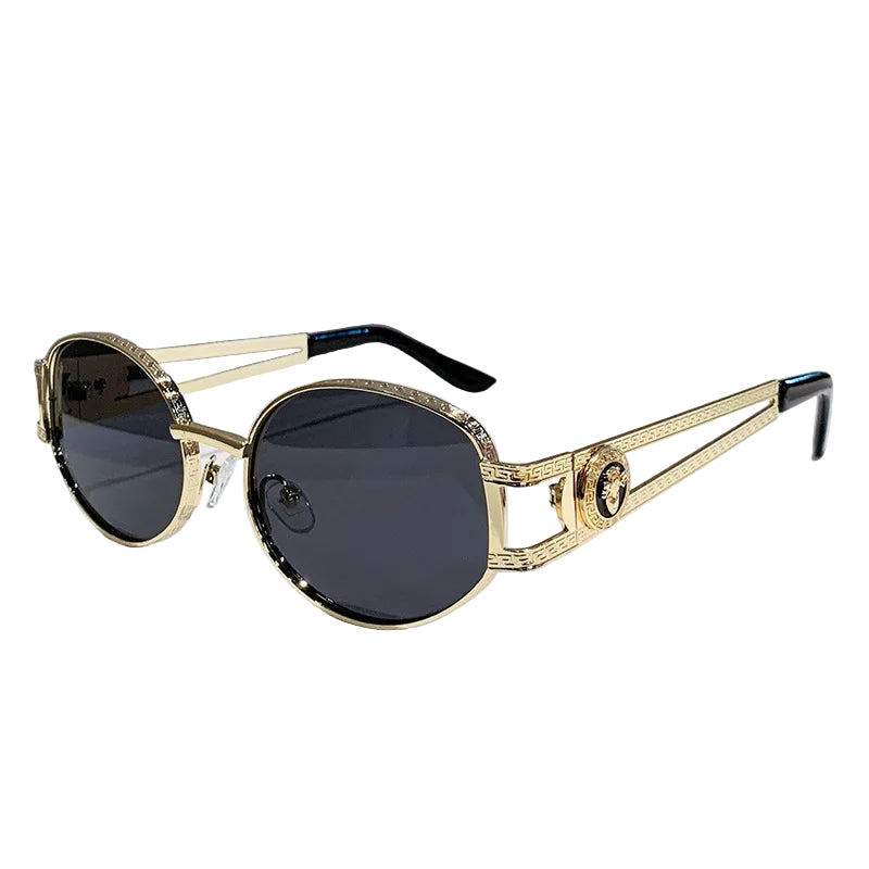 Vintage Small Oval Sunglasses – Metal Frame Luxury Shades for Women & Men
