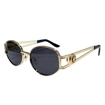 Vintage Small Oval Sunglasses – Metal Frame Luxury Shades for Women & Men