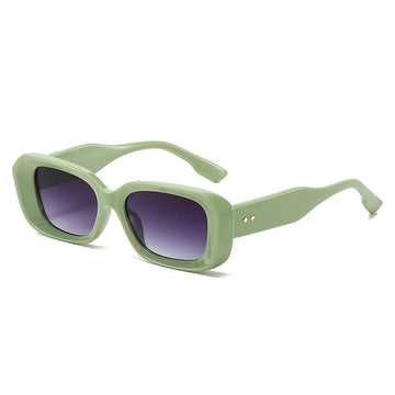 Retro Square Sunglasses for Women & Men – Fashion Rivet Frame UV400 Gradient Shades, Trendy Green & Pink Sun Glasses