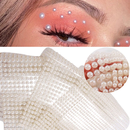 3D Eyes Face Makeup Temporary Tattoo: Self-Adhesive Beauty White Pearl Jewels Stickers for Festival Body Art Decorations and Nail Embellishments.