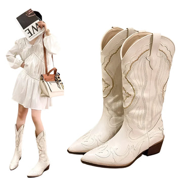 Women's Embroidered Western Cowboy Boots, Pointed Toe