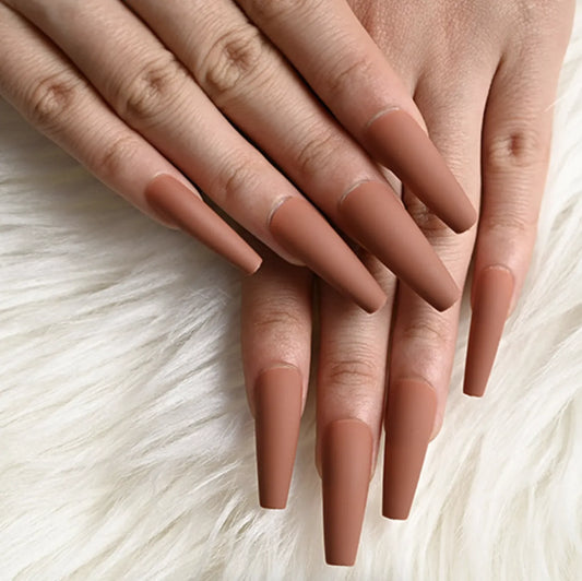 24 Tips/Set Matte Super Long Coffin False Nails - Artificial Fingernails for Nail Beauty, Finger Manicure.
