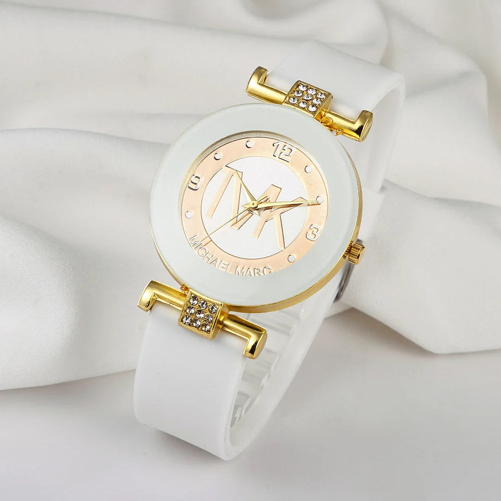 Women's Fashion Quartz Watch: Light Luxury Diamond Design with Silicone Band - Perfect for College Girls