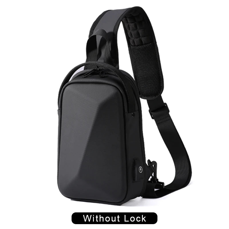 Sleek Anti-Theft Crossbody USB Bag Solid Color Sling on a White Background