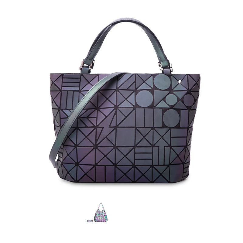 Stylish Folding Glow Handbag Modern Geometric Tote on a white background