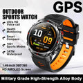 Smartwatch with orange and black band on a white background, featuring various functionalities.