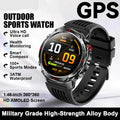 Smartwatch with features listed on a white background.
