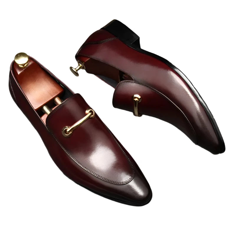classic men’s leather dress shoes cowhide toe cap elegant work and wedding shoes