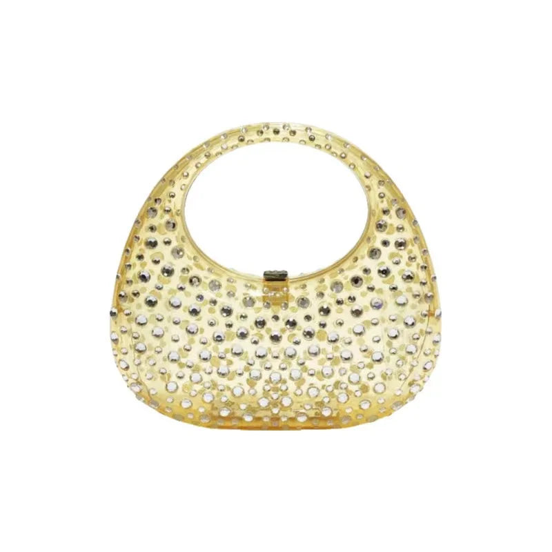 Transparent Yellow Clutch Chic Women’s Evening Handbag on a white background