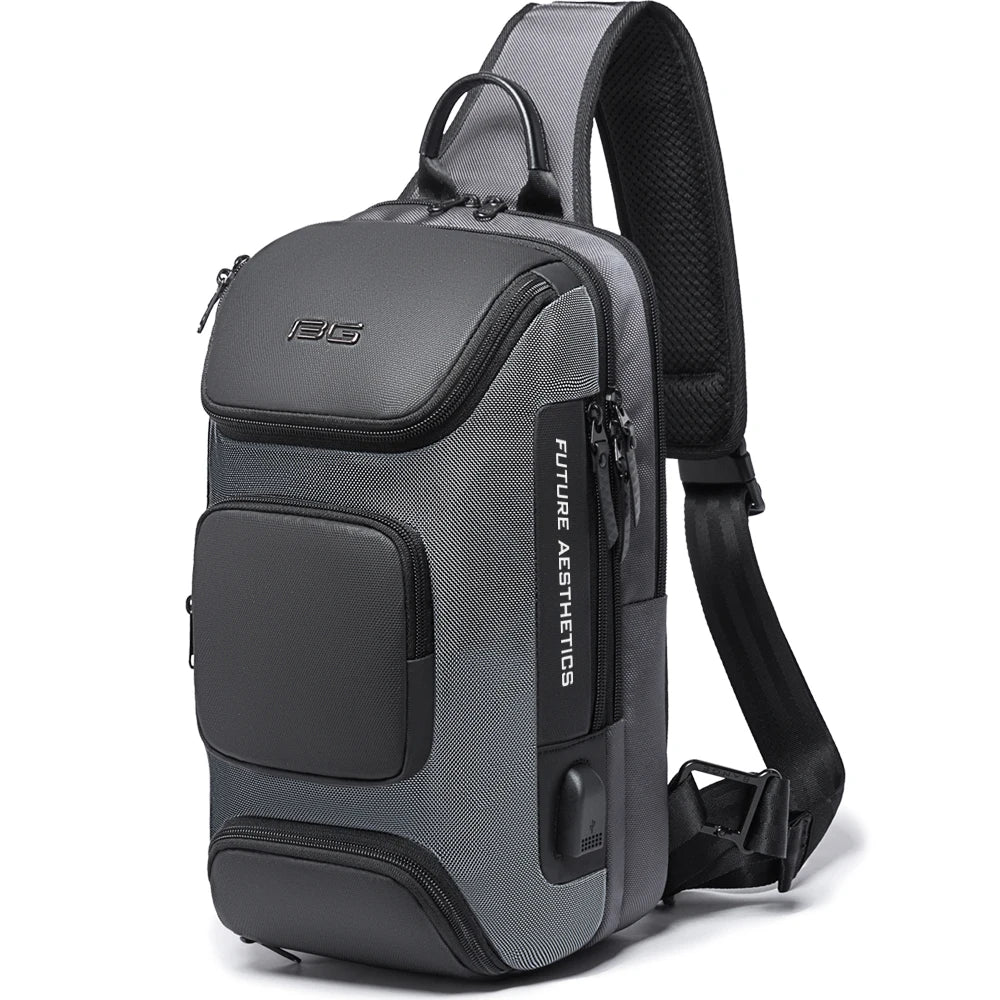 Travel Ready Anti-Theft Crossbody Bag Men Waterproof Sling on a white background