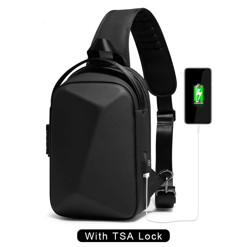 Travel Ready Anti-Theft Crossbody Bag USB Sling Pack on a White Background