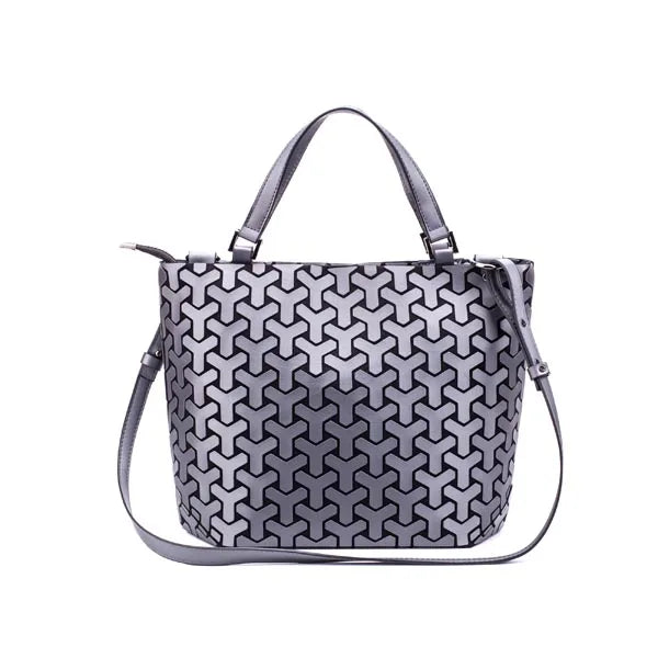 Trendy Luminous Folding Tote Stylish Geometric Handbag on a white background