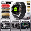 Smartwatch with features listed on a promotional graphic