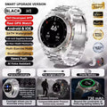 Smartwatch with features listed on a promotional graphic