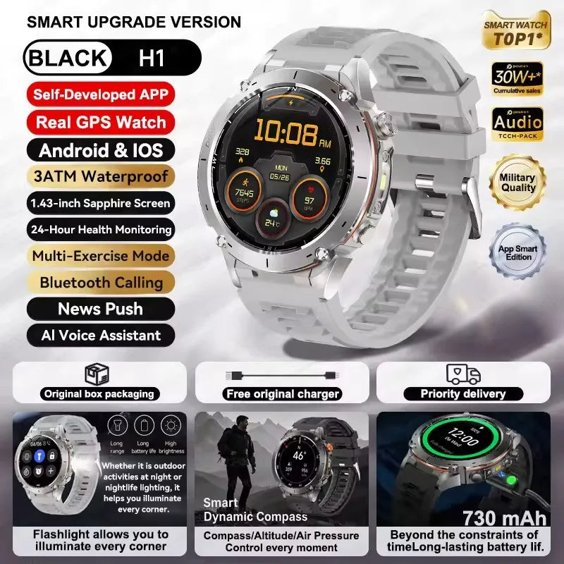 Smartwatch with a silver band on a white background