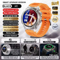 Smartwatch with an orange strap on a white background