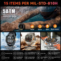 Men’s GPS smartwatch worn while swimming, showcasing 5ATM waterproof design with resistance to water, dust, shock, and extreme conditions, built for outdoor fitness and adventure