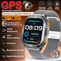 Outdoor sports watch with GPS and multiple features on a brown background