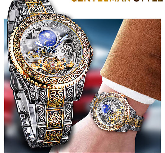 Forsining Skeleton Carved Tourbillon Mechanical Luxury Men's Wristwatch