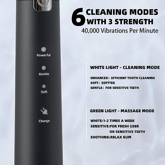 Toothbrush Add Electric Toothbrush for Adults, 8 Brush Heads Toothbrush with 40,000 V